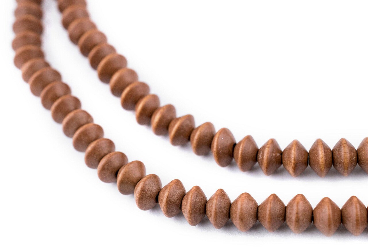 The Bead Chest Light Brown Bicone Natural Wood Beads (5x8mm): Organic Eco-Friendly Wooden Bead Strand for DIY Jewelry, Crafts, Necklace and Bracelet Making